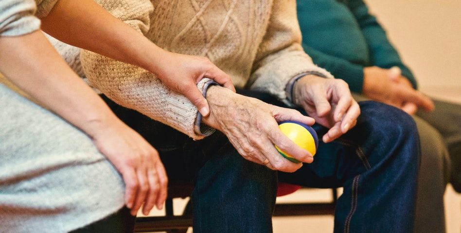 A man with stress-releasing ball