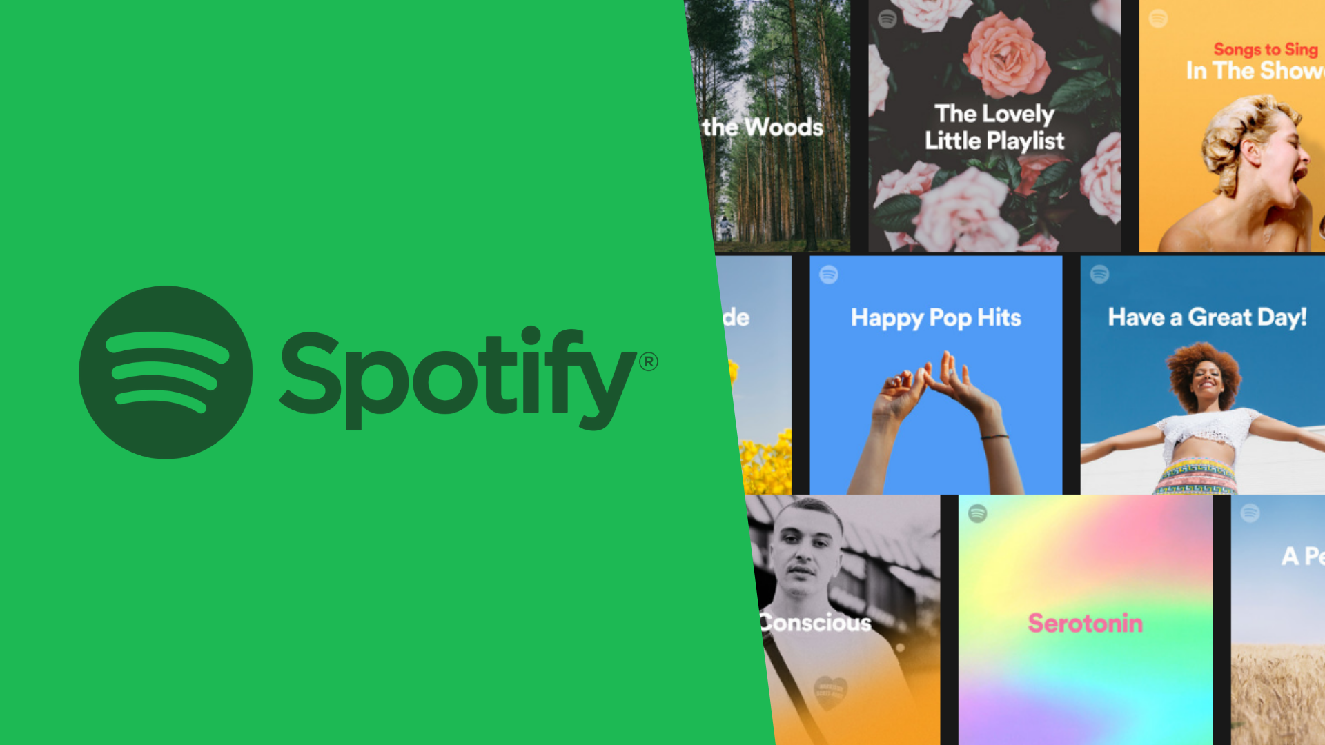 A still of a spotify banner that displays the music plsylists from various generes