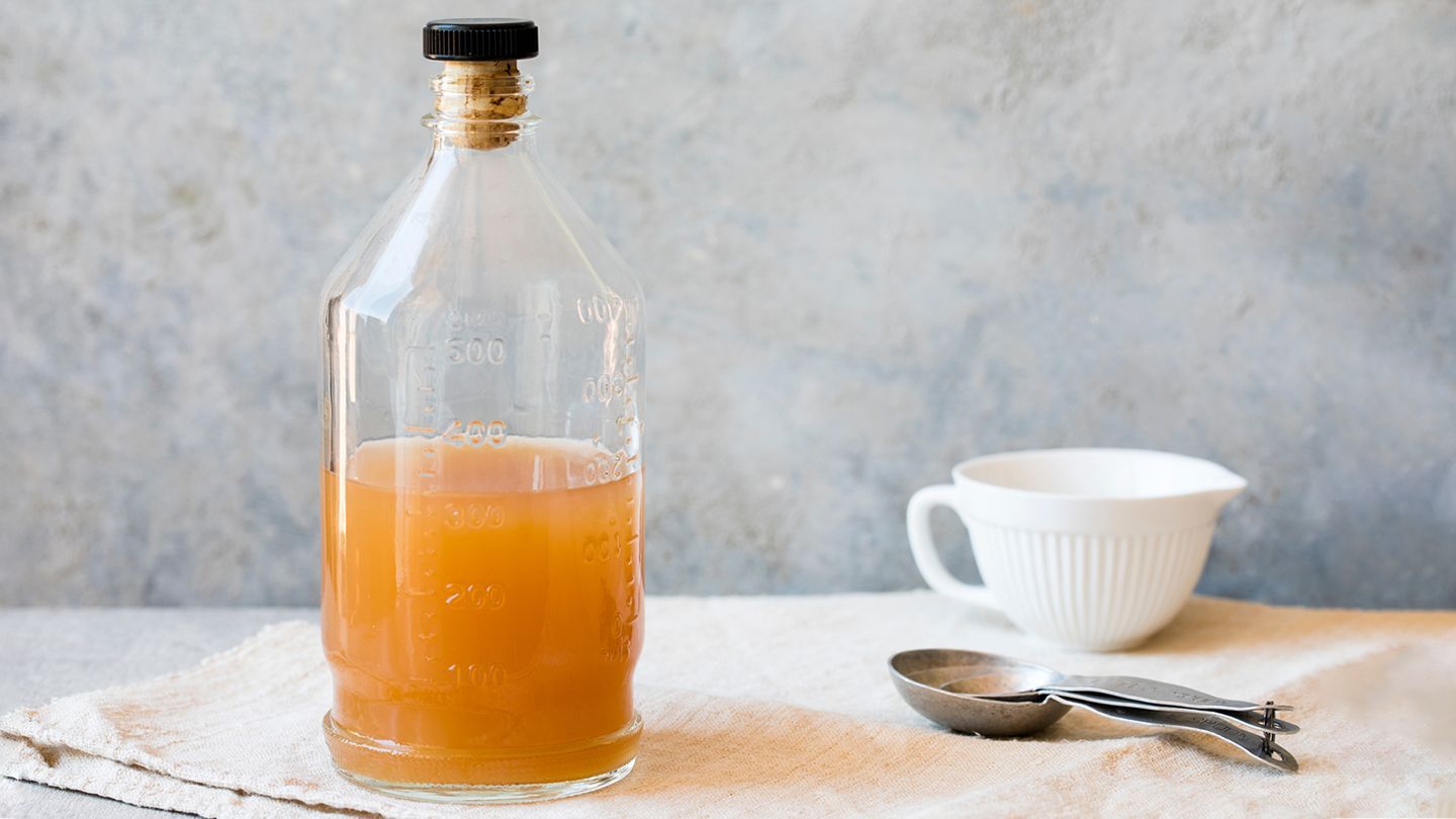 an image of apple cider vinegar in a bottle 